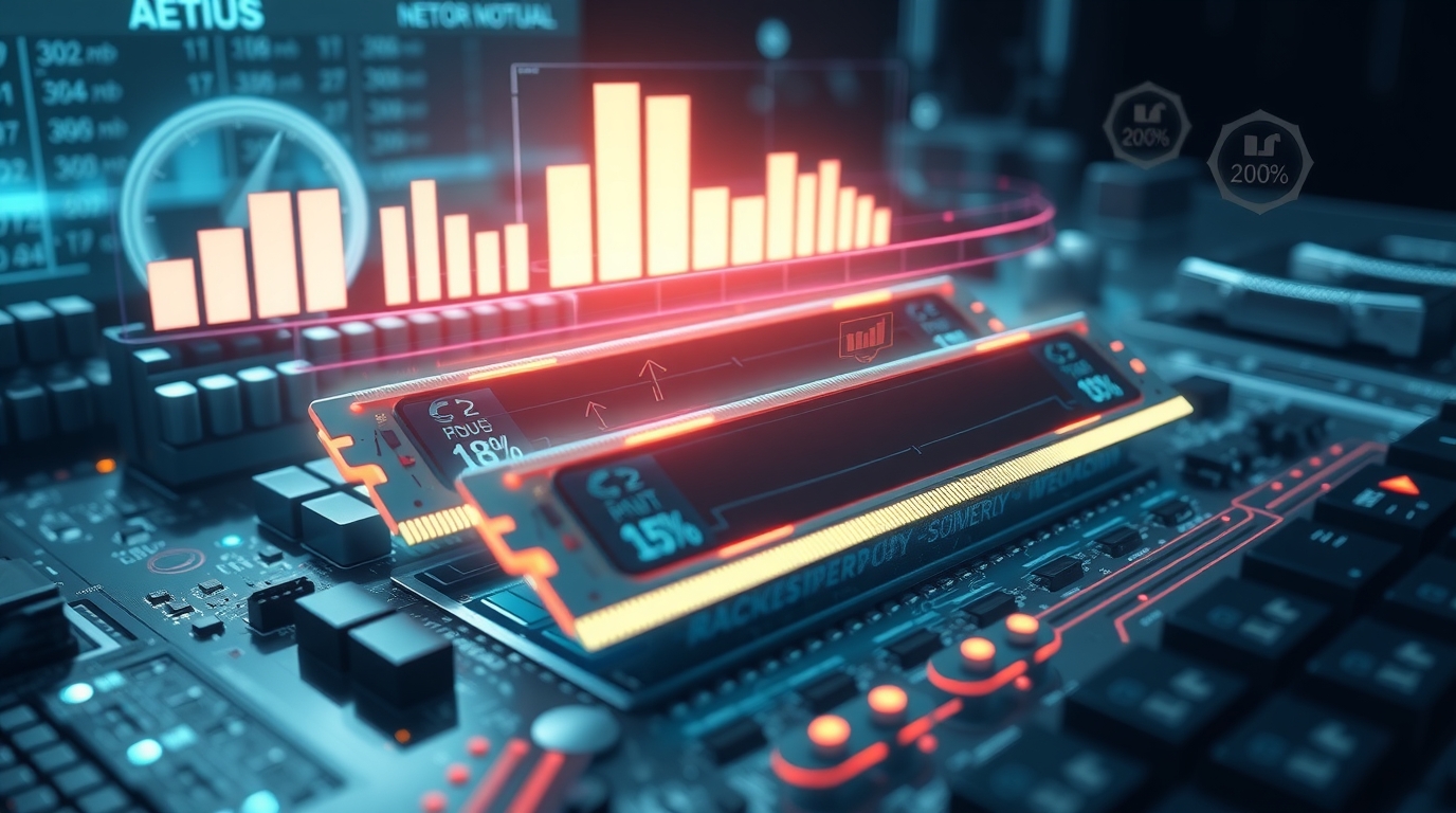 High-tech digital illustration showing computer memory and performance optimization
